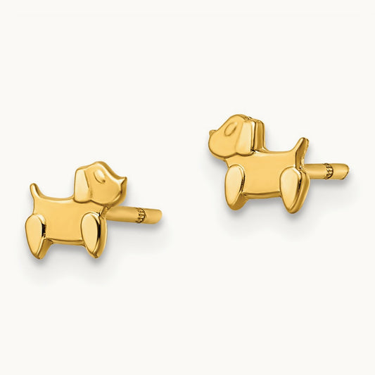 Madi K Polished & Satin Dog Post Earrings, 14K