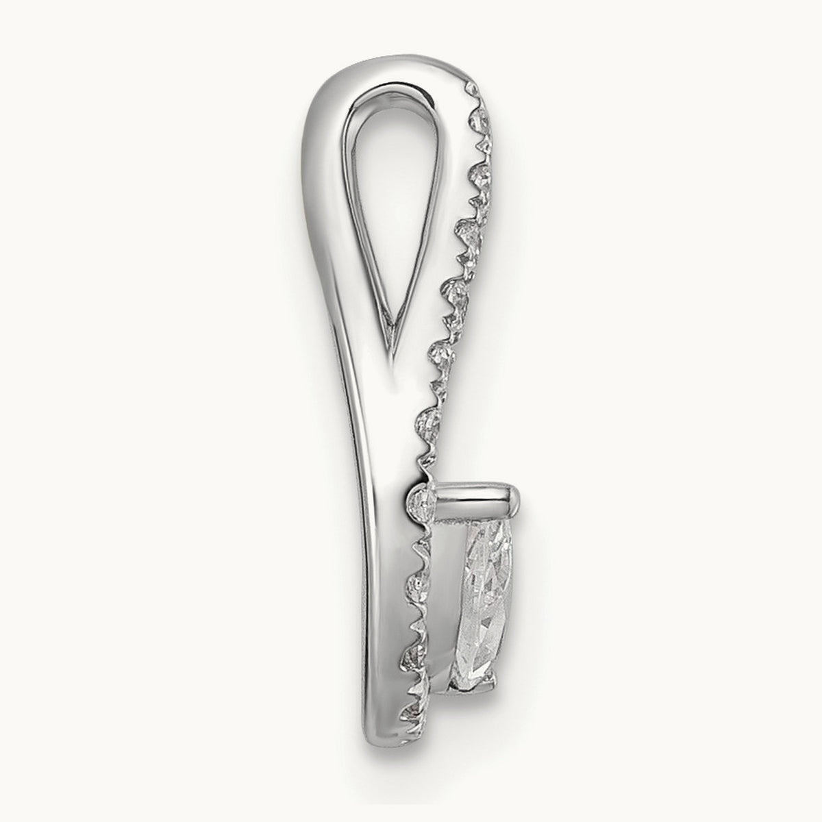 Teardrop Chain Slide Pendant, 0.25 ct tw Lab-Grown Diamond — 14K White Gold