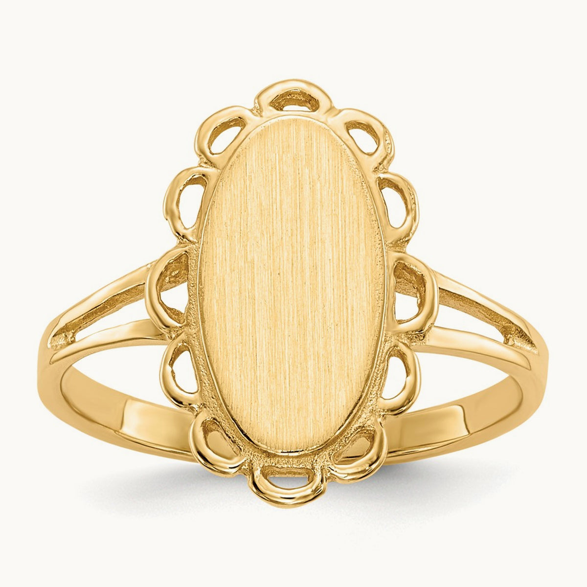 7.0x13. Open Back Signet Ring, 0mm, 14K