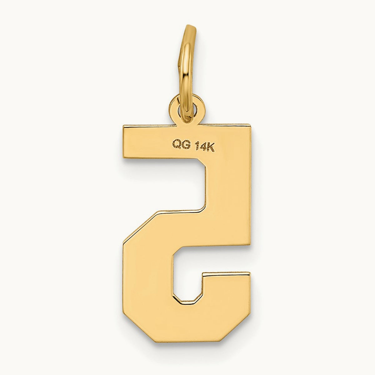 Medium Satin Number 5 Charm — 14K Yellow Gold