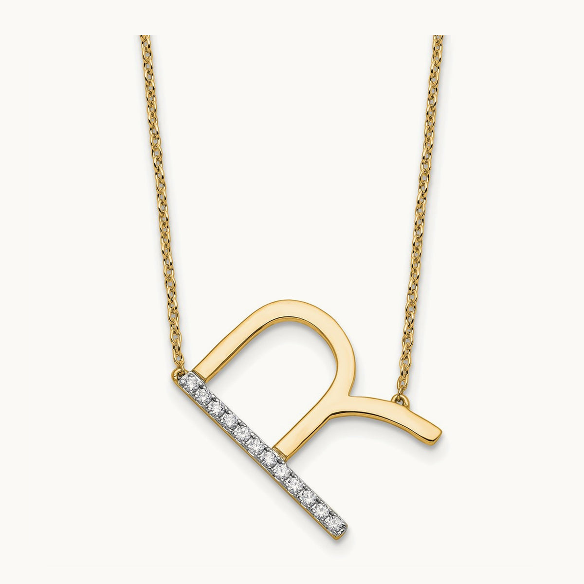 Sideways Diamond Necklace — 14K Yellow Gold, R