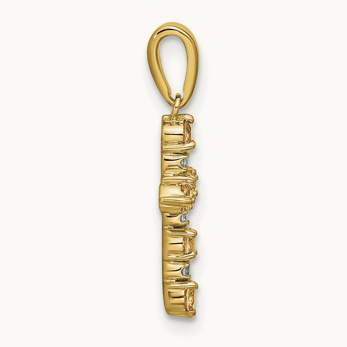 Citrine and Diamond Cross Pendant, 14K