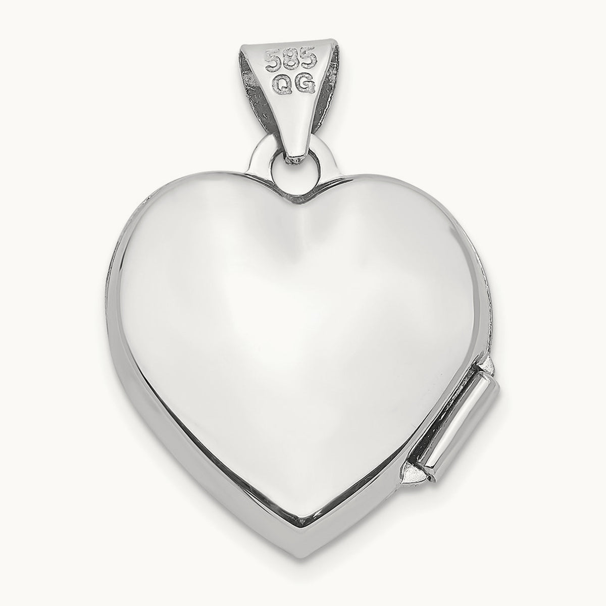 Scroll Pattern Heart Locket, 14K White Gold