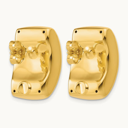 Polished Hollow Puffed Post Earrings, 14K — Leslie's