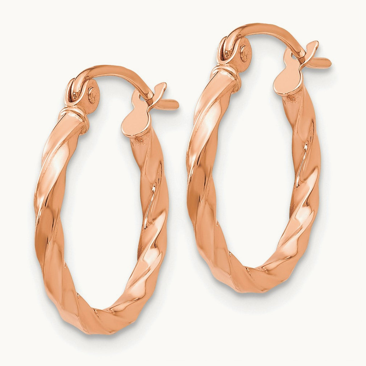 Twisted Hoop Earrings — 14K Rose Gold, 16mm