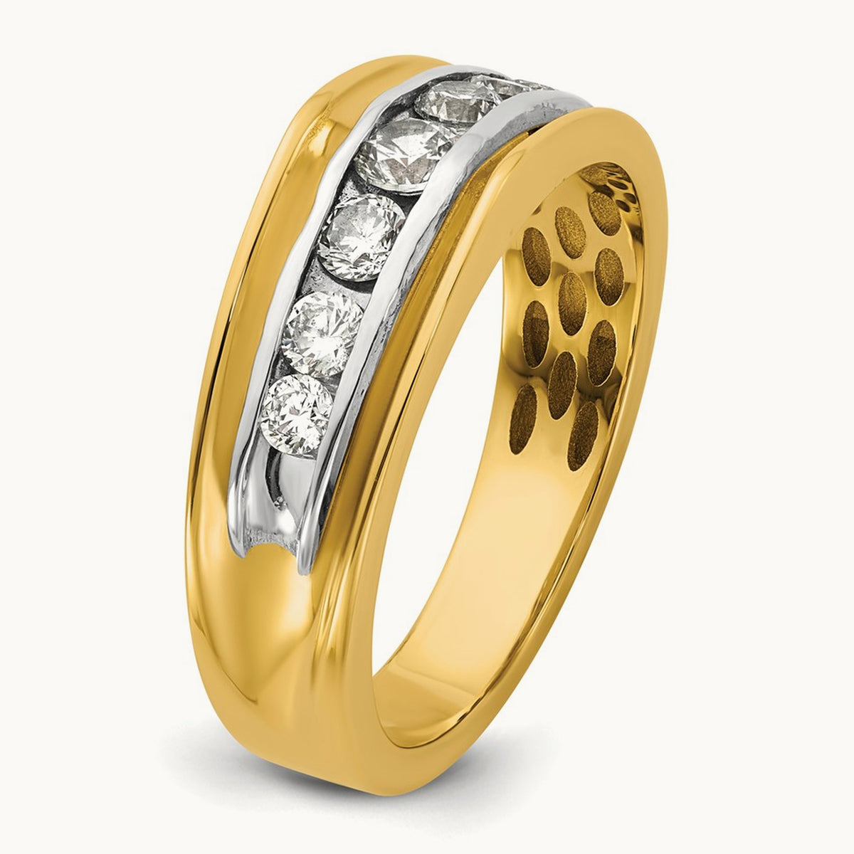 14ktt IB Goodman Mens Polished 7-Stone Diamond Ring Mounting