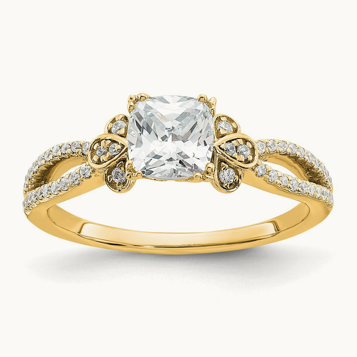 Cushion Split Shank Semi-Mount Engagement Ring — 3/4 ct, 7