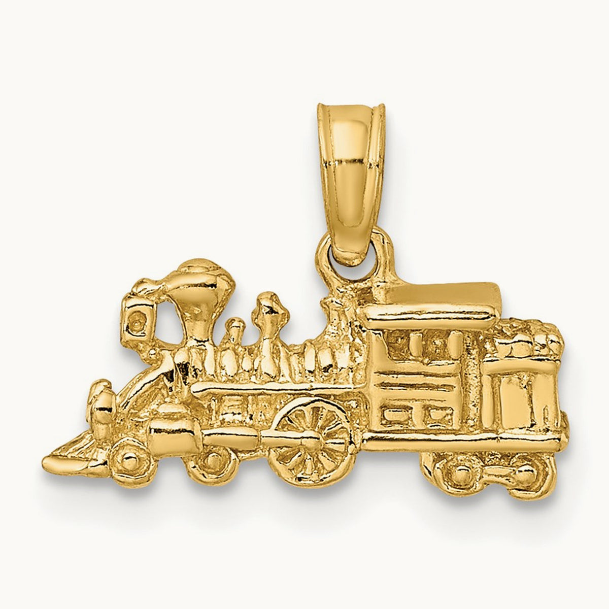 3-D Miniature Train Charm — 14K Yellow Gold, 7mm