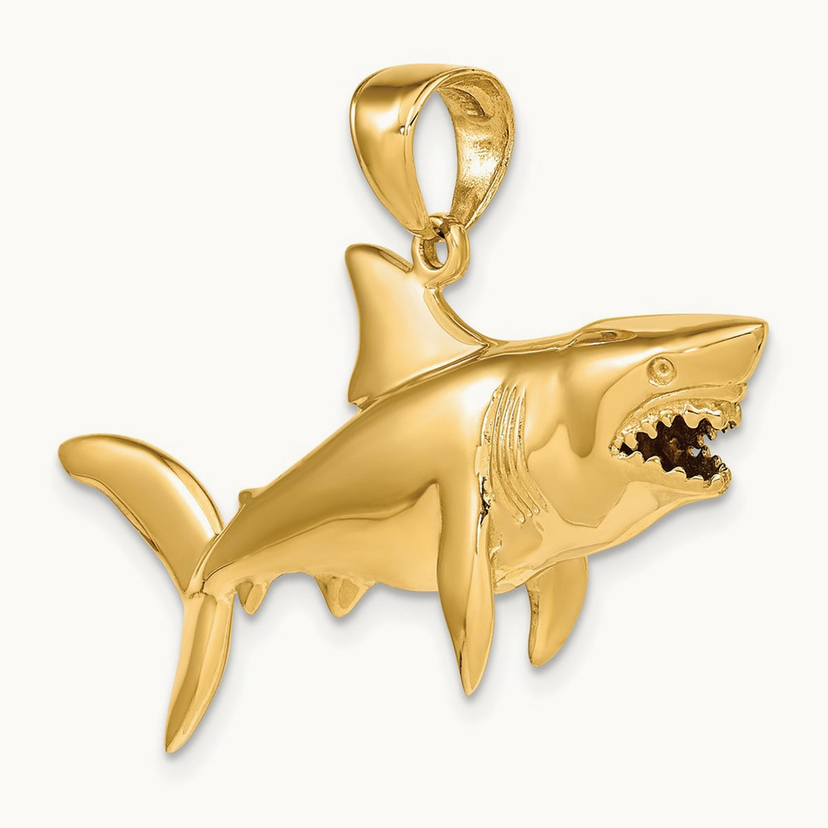 Polished 3-D Shark Pendant, 14K
