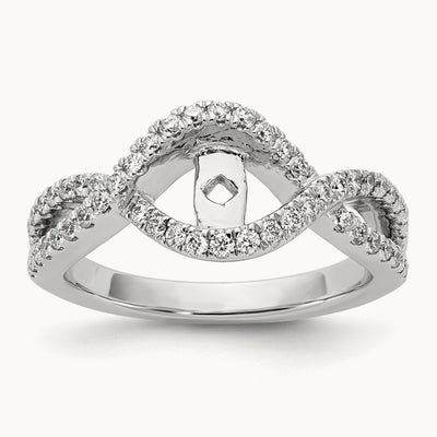 Semi-Mount Criss Cross Peg Set Engagement Ring, 0.50 ct tw Lab-Grown Diamond