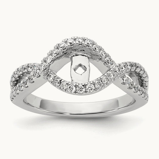 Semi-Mount Criss Cross Peg Set Engagement Ring, 0.50 ct tw Lab-Grown Diamond