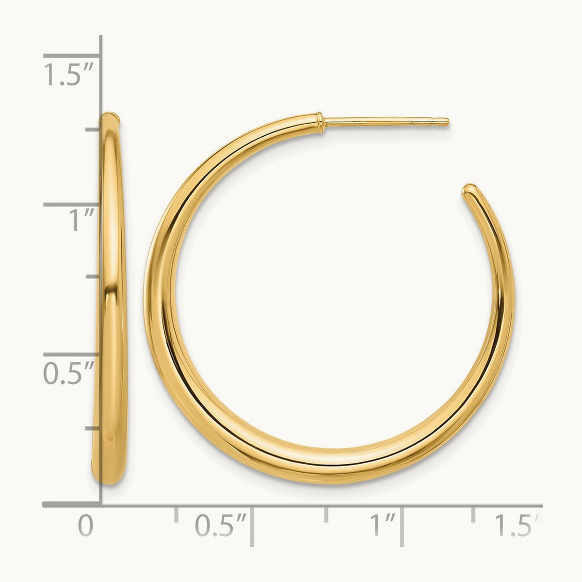 Polished Hoop Post Earrings — 14K Yellow Gold