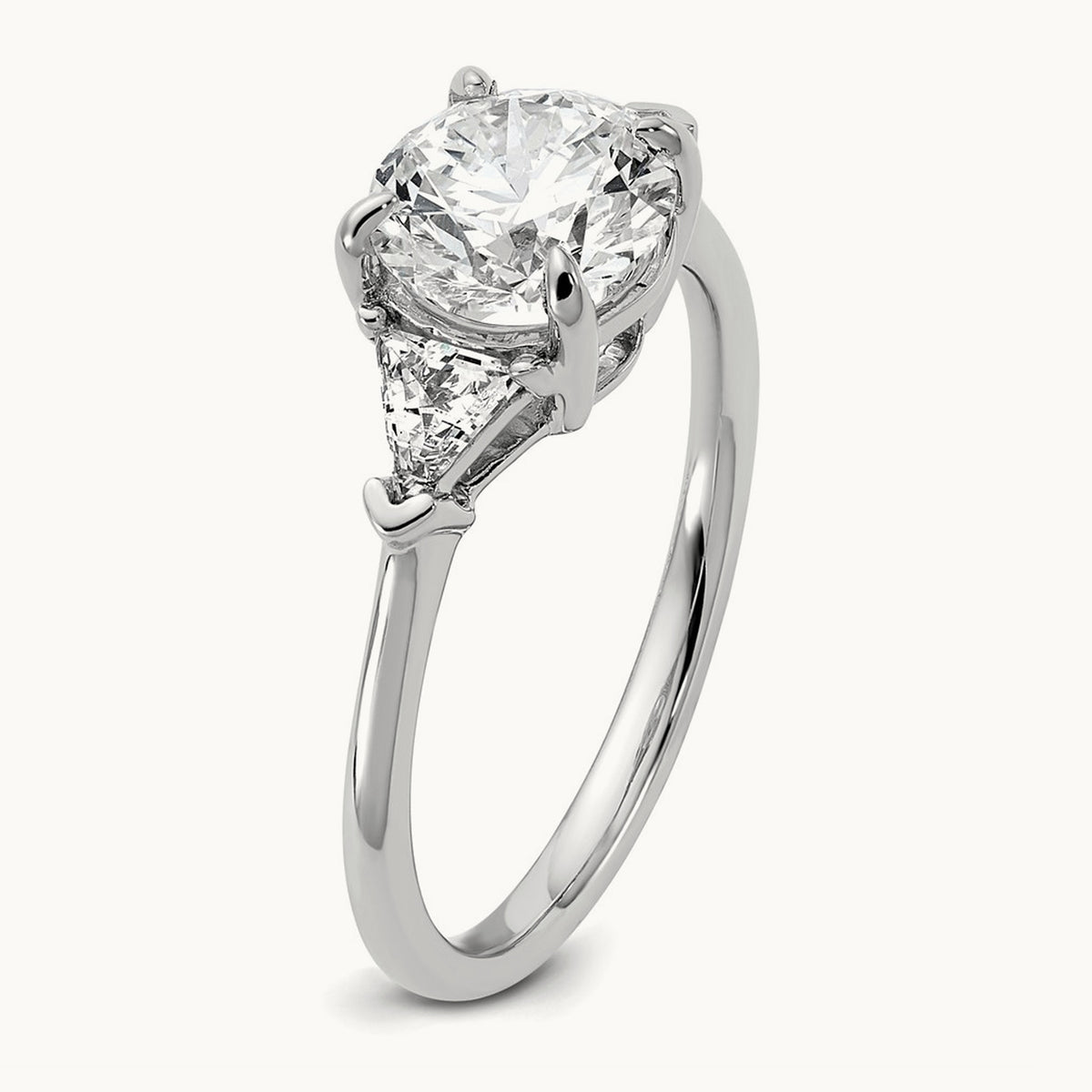 1/2ct Lab Grown Dia VS/SI+ G+ 1 1/2ct Round Semi 3 Stone Eng Ring, 14K White Gold