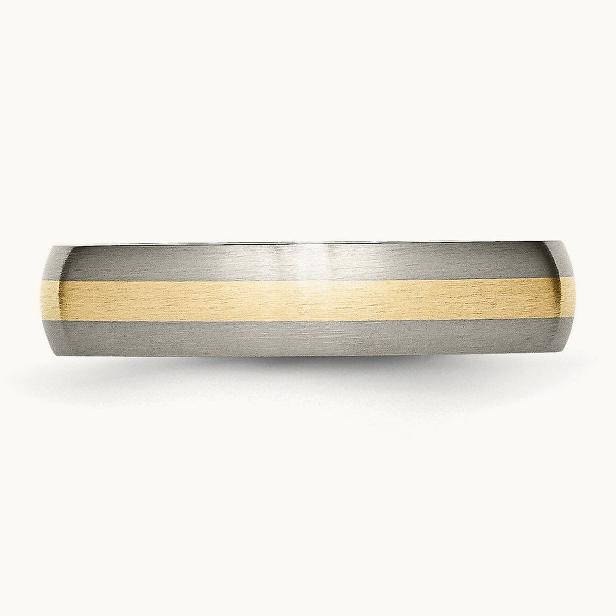 Brushed w/14k Yellow Inlay Band, 5mm, Titanium