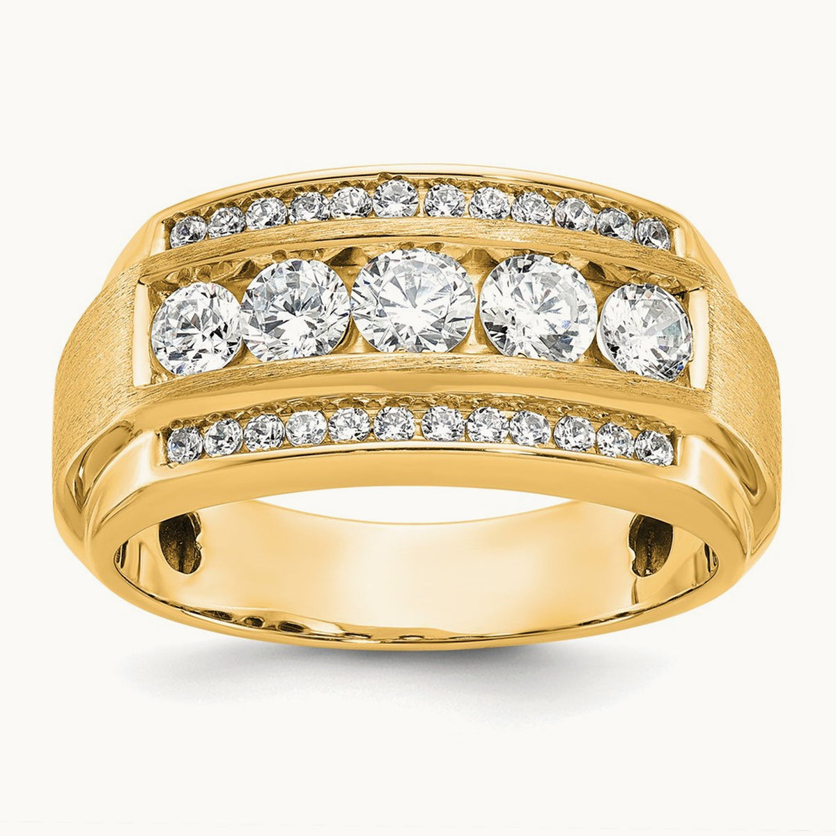 3 Row Men's Ring — 14K Yellow Gold, 10