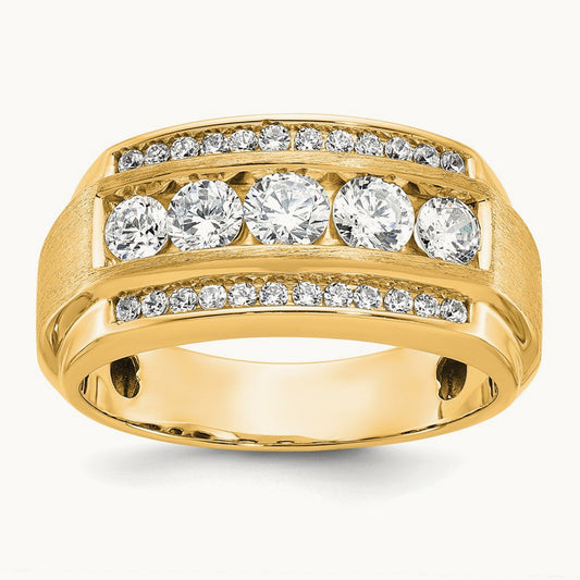 3 Row Men's Ring — 14K Yellow Gold, 10