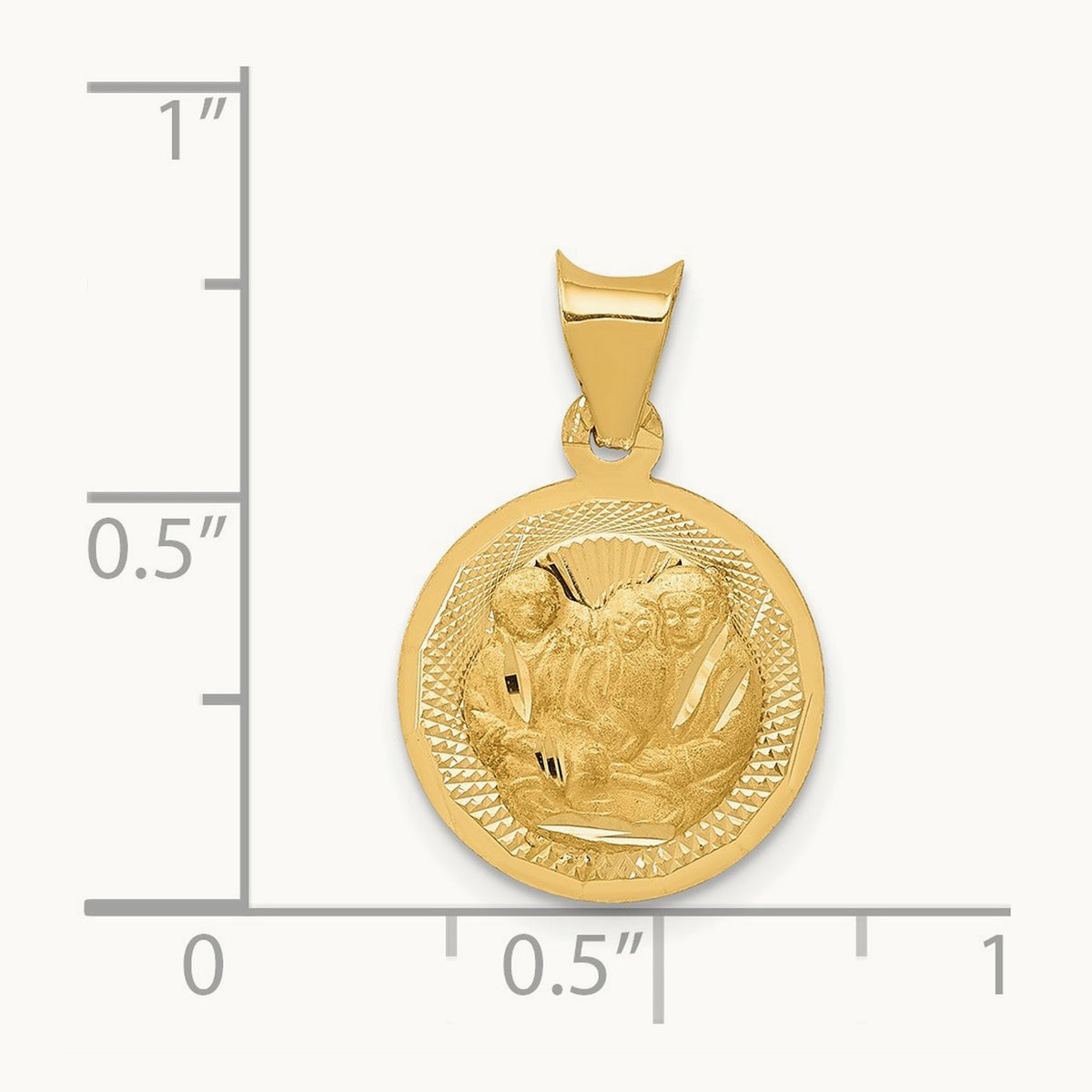 Polished and Diamond-cut Baptism Circle Pendant — 19mm