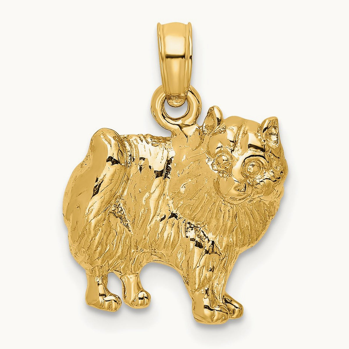 Polished Pomeranian Dog Charm, 14K