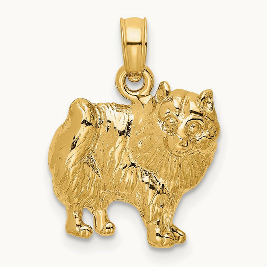 Polished Pomeranian Dog Charm, 14K