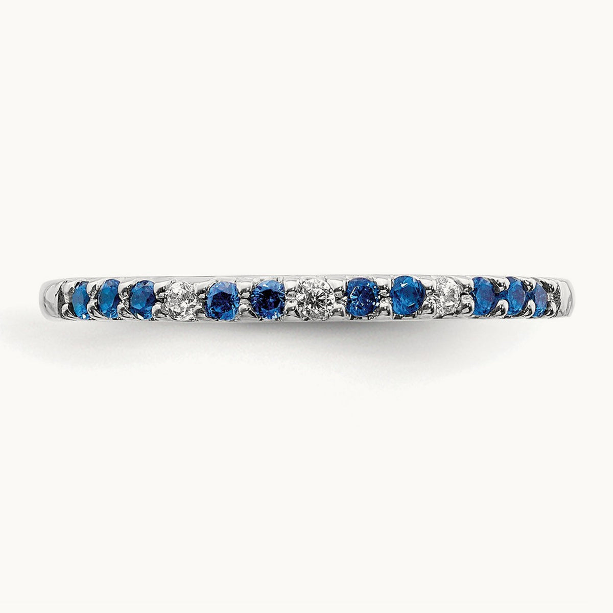 Diamond and Sapphire Band, 14K White Gold