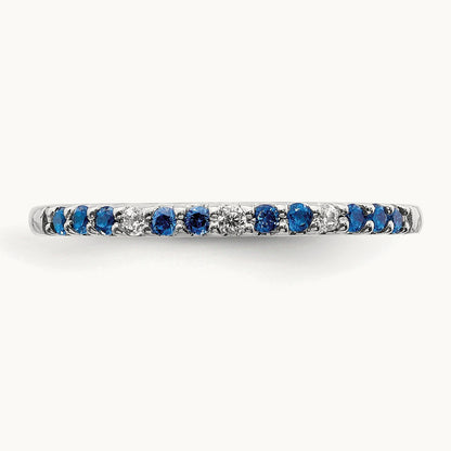 Diamond and Sapphire Band, 14K White Gold