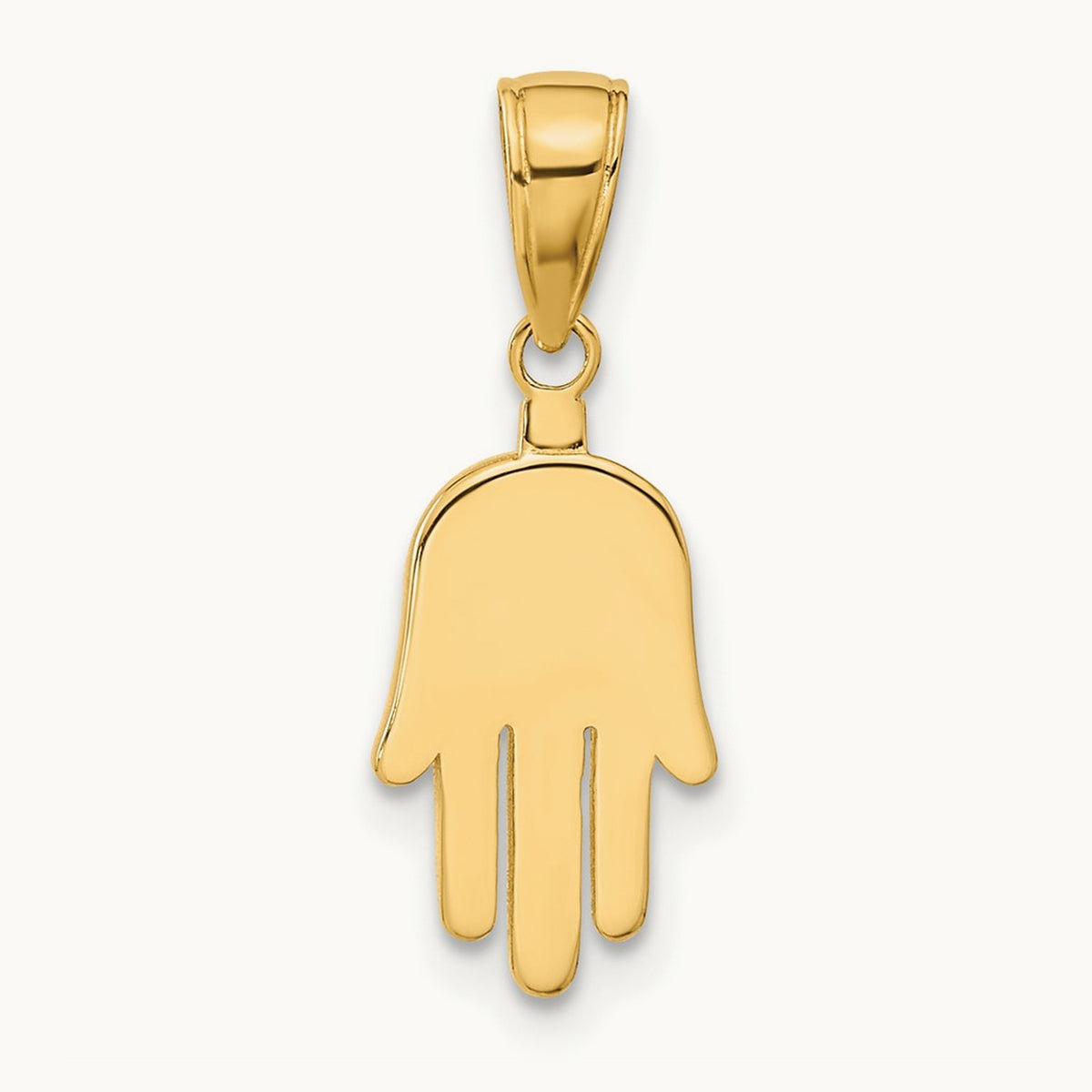 Large Solid Hamsa Pendant, 14K