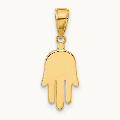 Large Solid Hamsa Pendant, 14K