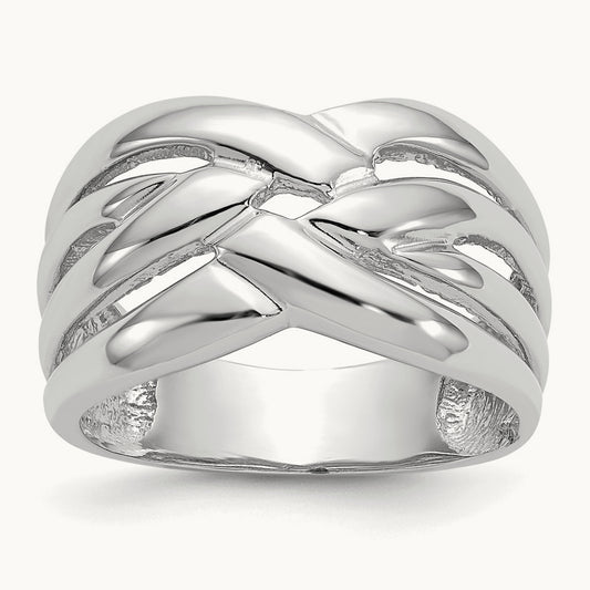 High Polished Woven Dome Ring, 14K White Gold