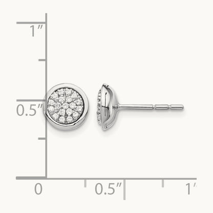 Diamond Cluster Post Earrings, 14K White Gold