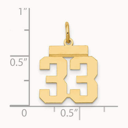 Small Polished Number 33 Charm, 14K