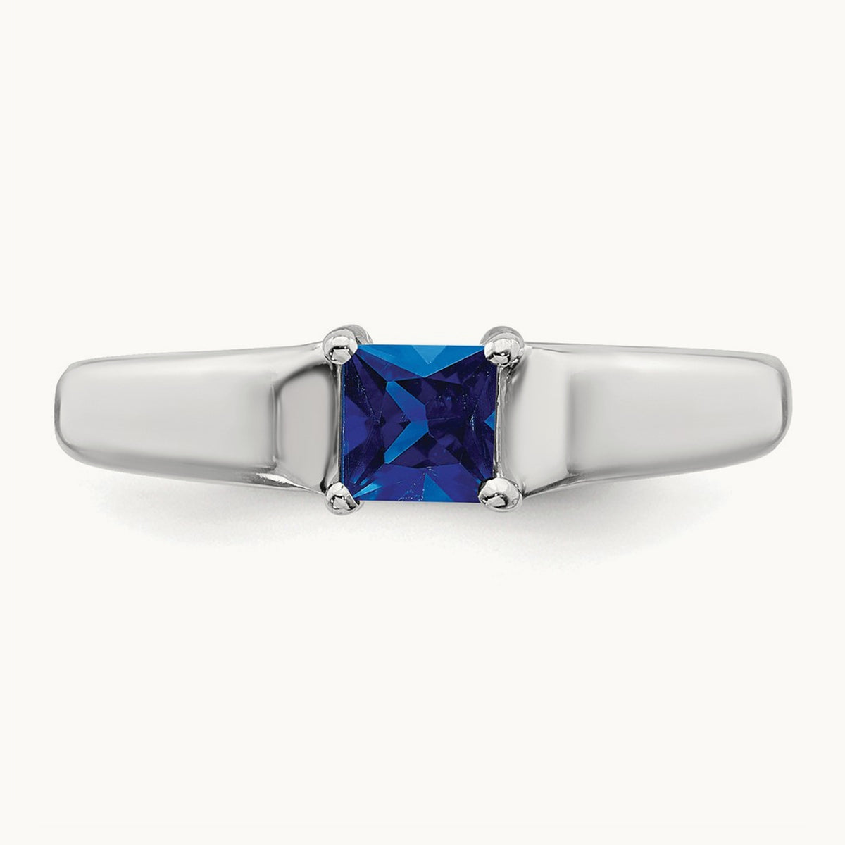 Princess Cut Sapphire ring, 4mm, 14K White Gold