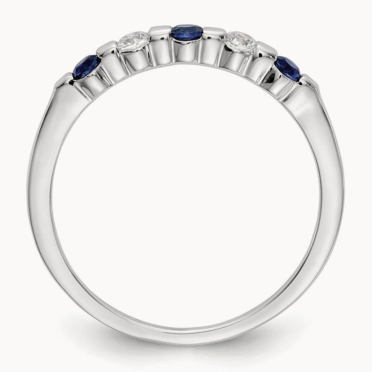 Diamond w/Sapphire Band, 14K White Gold