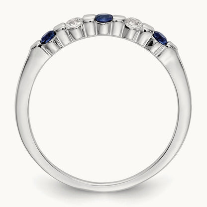 Diamond w/Sapphire Band, 14K White Gold