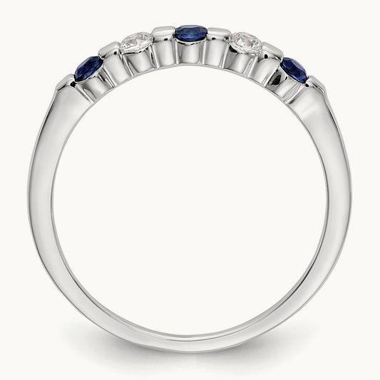 Diamond w/Sapphire Band, 14K White Gold