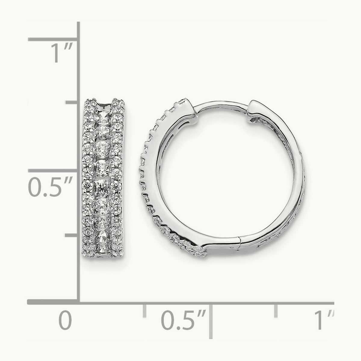 Diamond Hinged Hoop Earrings, 14K White Gold