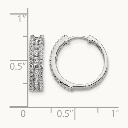 Diamond Hinged Hoop Earrings, 14K White Gold