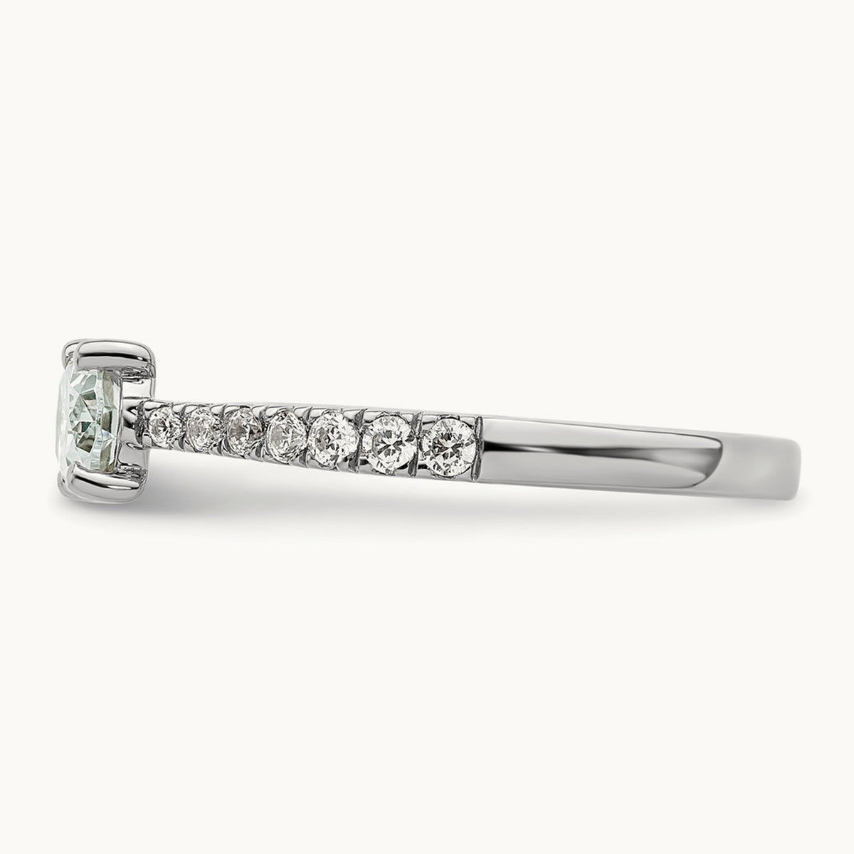 East West Oval Semi-Mount Engagement Ring — 3/4 ct, 7