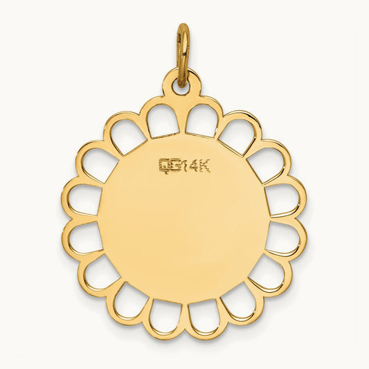 Plain .018 Gauge Engravable Flower Disc Charm — photo set