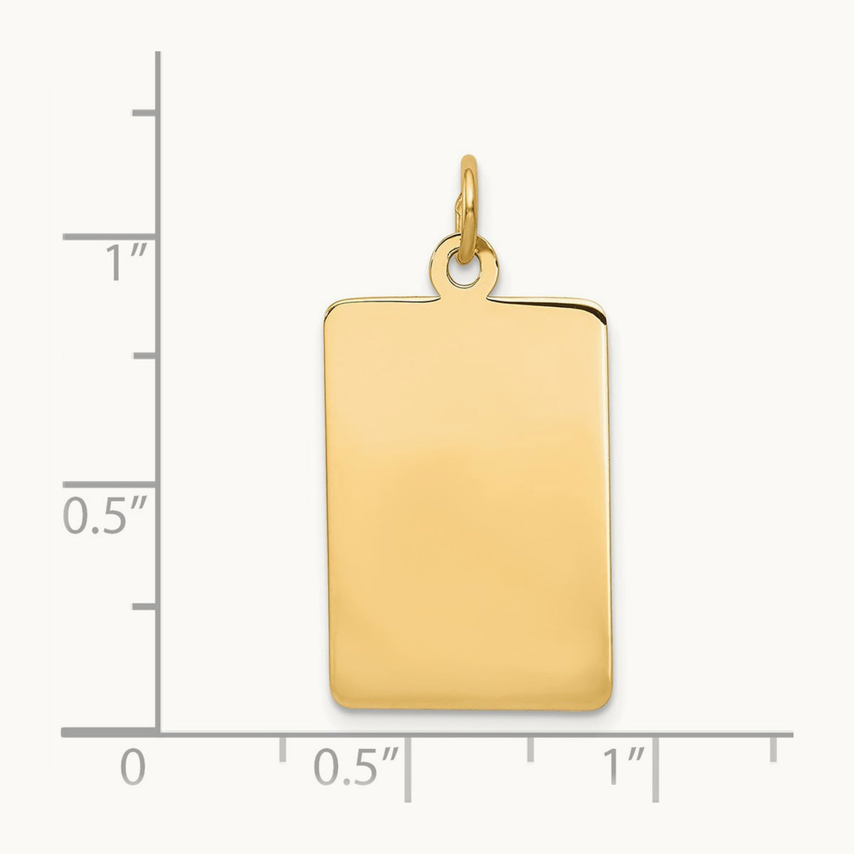 Plain .011 Gauge Rectangular Engravable Disc Charm — 14K Yellow Gold, 28mm