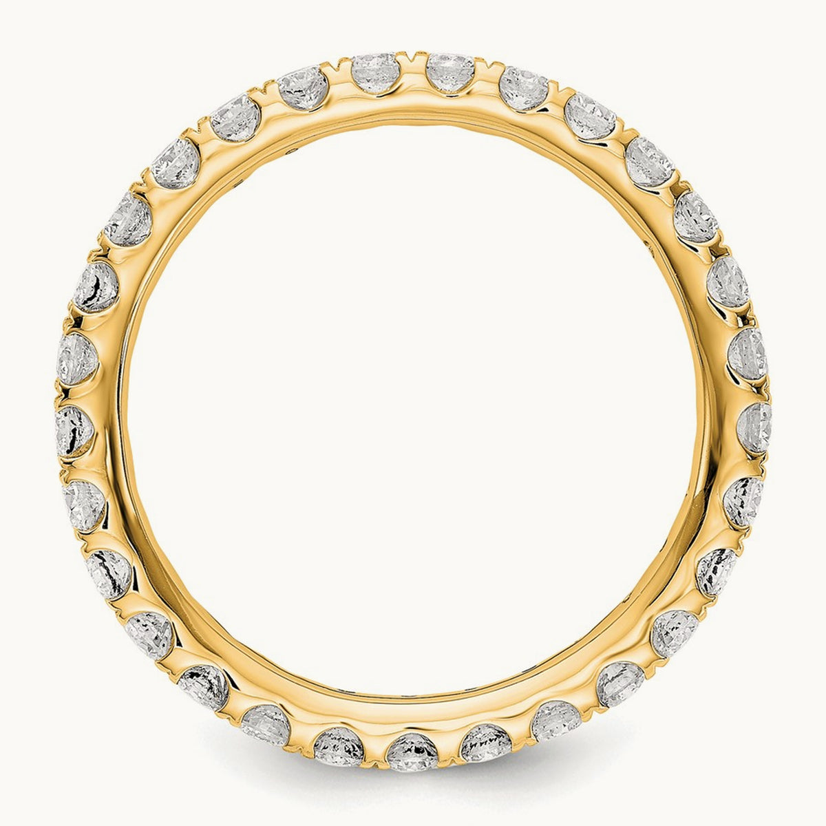 Polished U Shared Prong Diamond Eternity Band, 1.00 ct tw — 14K Yellow Gold