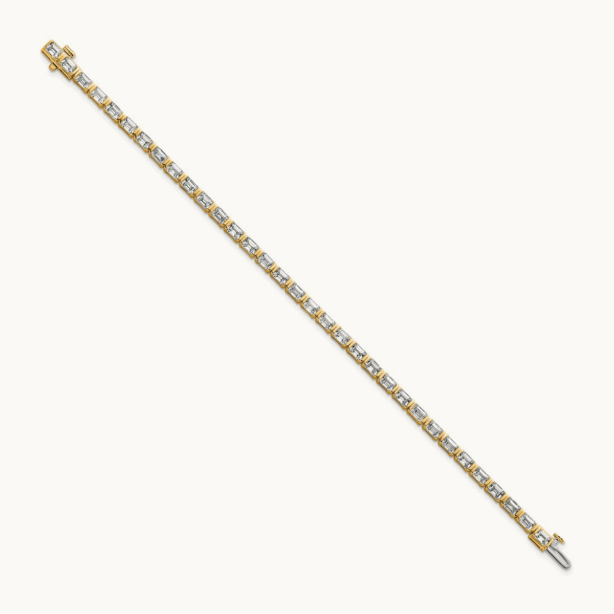 Emerald Bezel Tennis Bracelet, 7.50 ct tw Lab-Grown Diamond — 14K Yellow Gold