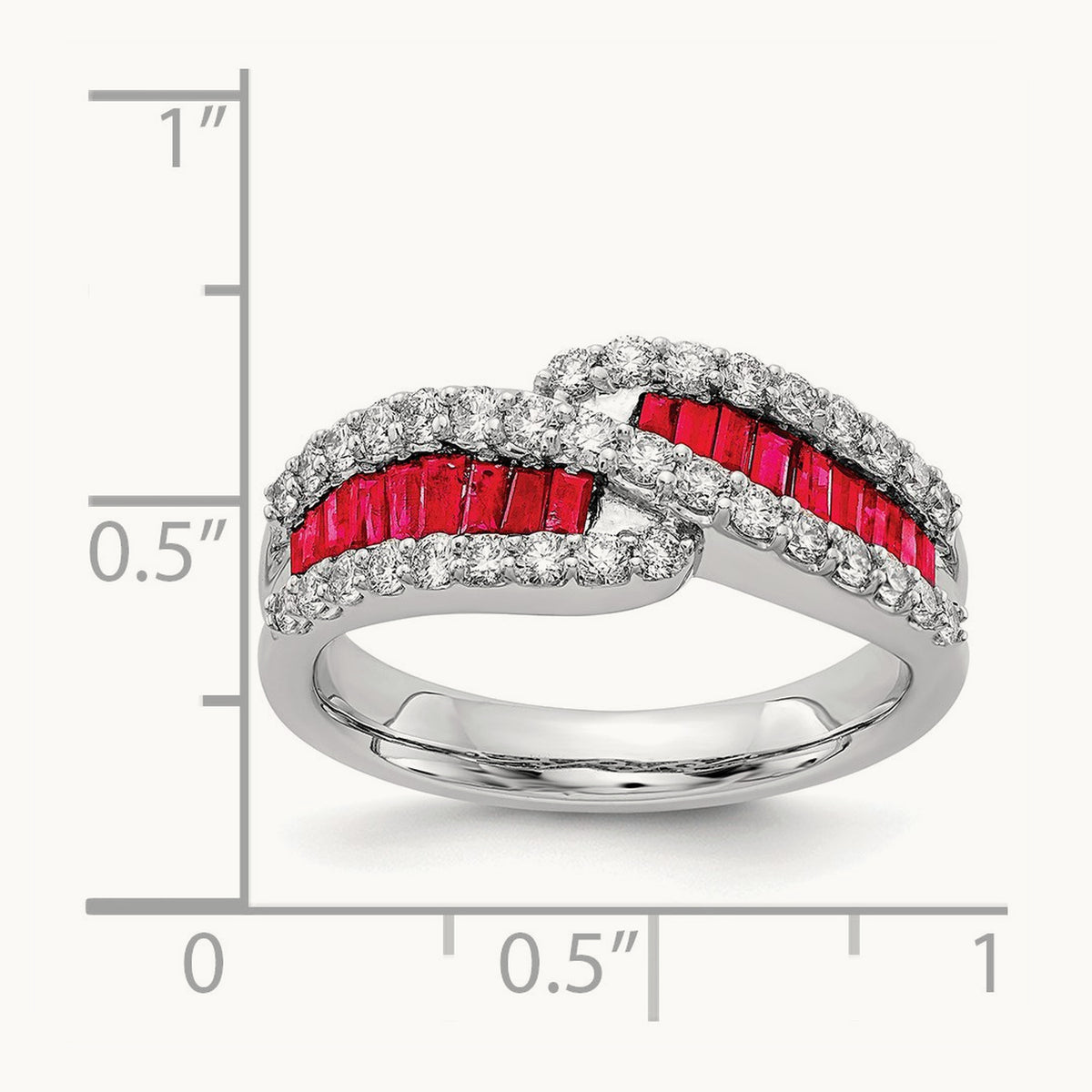 Ruby Diamond Ring, 14K White Gold