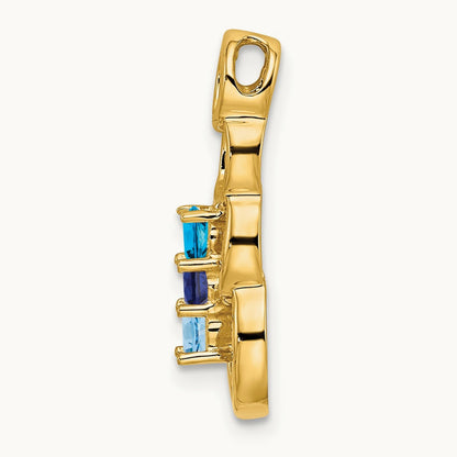 3 Synthetic Stone Family Pendant, 14K