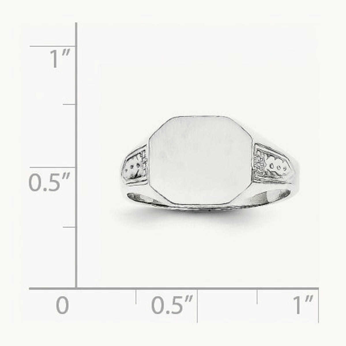10.5x9. Closed Back Signet Ring, 0mm, 14K White Gold