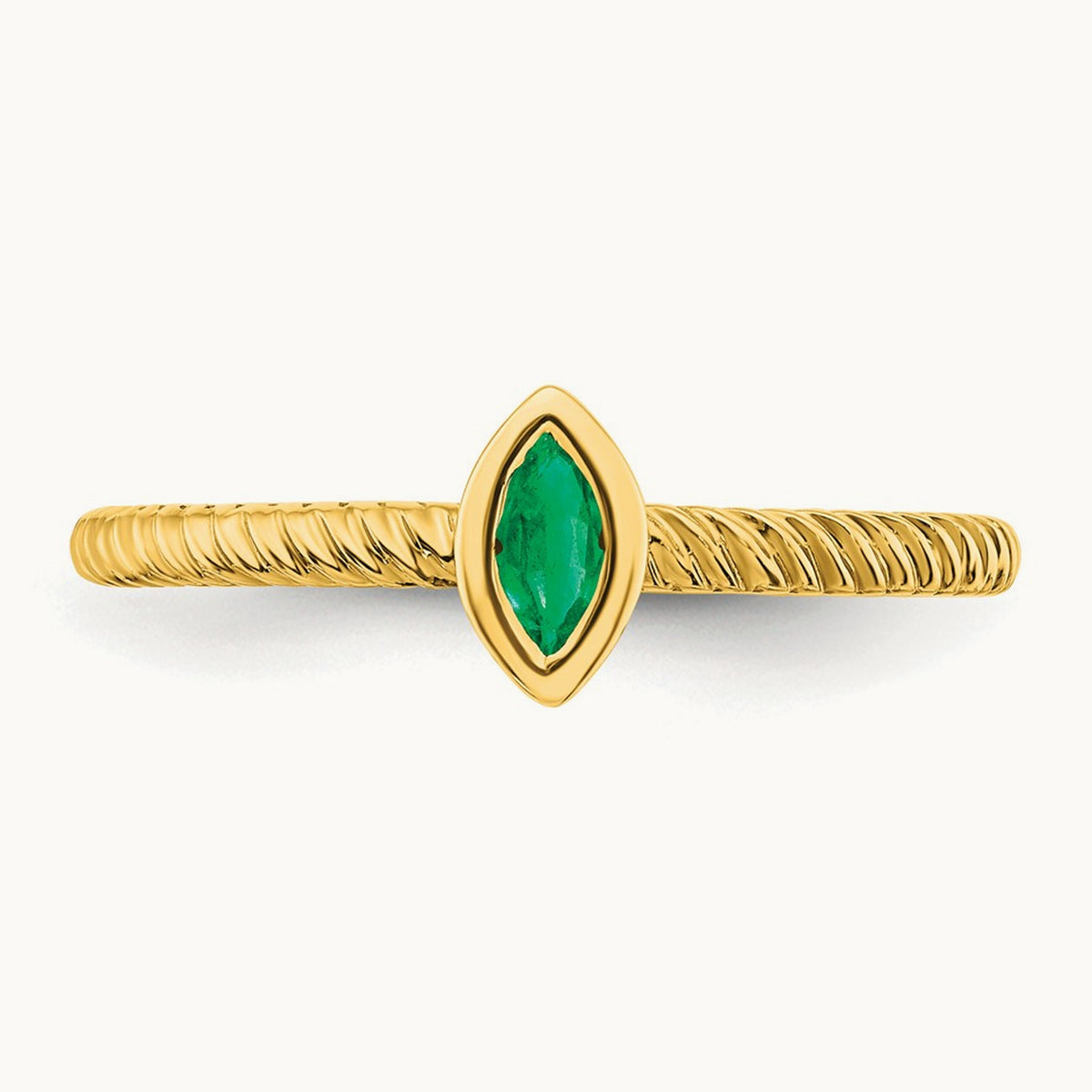 Marquise Bezel Emerald Ring, 14K