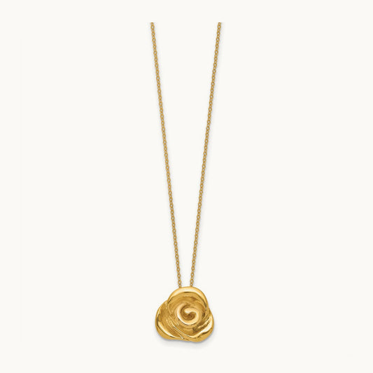 Polished Puffed Rose 18in Necklace, 14K