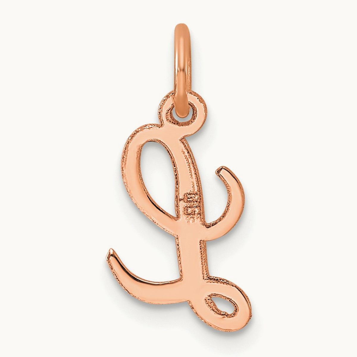 Small Script Letter L Initial Charm, 14K Rose Gold