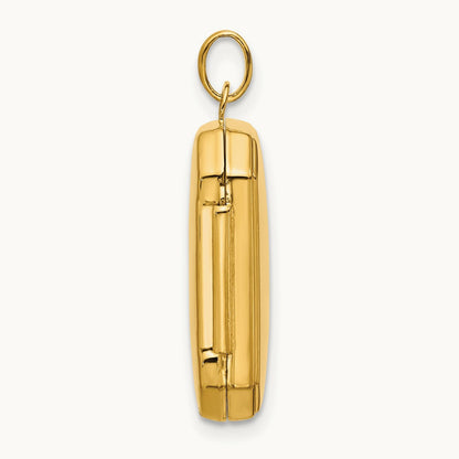 Polished 20x15mm Curved Rectangle Locket — 14K Yellow Gold