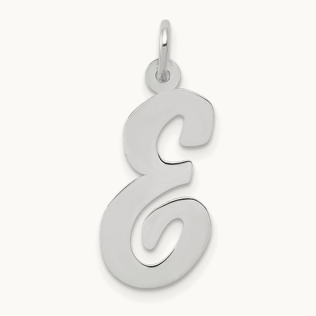Large Script Initial Charm — 14K White Gold, E