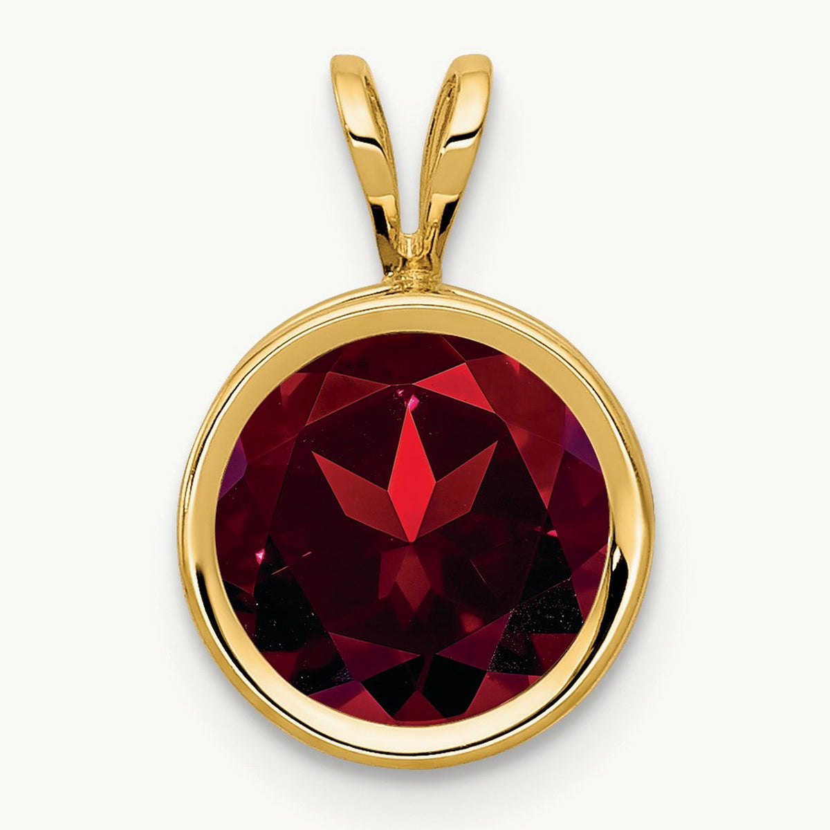 Garnet bezel pendant — 8mm